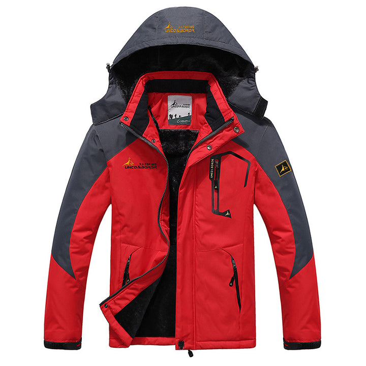 Herren dreilagige Thermo‑Trekkingjacke mit abnehmbarer Kapuze und hochflorigem Fleecefutter Drune