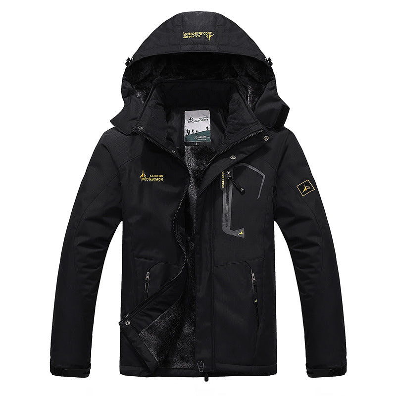 Herren dreilagige Thermo‑Trekkingjacke mit abnehmbarer Kapuze und hochflorigem Fleecefutter Drune