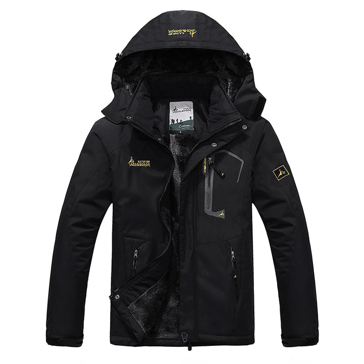 Herren dreilagige Thermo‑Trekkingjacke mit abnehmbarer Kapuze und hochflorigem Fleecefutter Drune