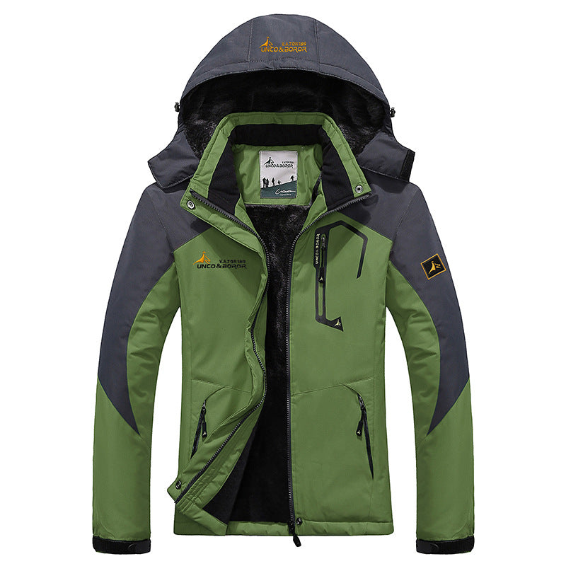 Herren dreilagige Thermo‑Trekkingjacke mit abnehmbarer Kapuze und hochflorigem Fleecefutter Drune