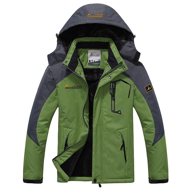 Herren dreilagige Thermo‑Trekkingjacke mit abnehmbarer Kapuze und hochflorigem Fleecefutter Drune