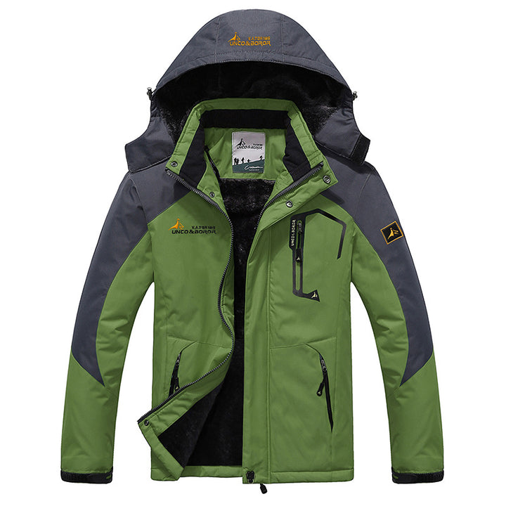 Herren dreilagige Thermo‑Trekkingjacke mit abnehmbarer Kapuze und hochflorigem Fleecefutter Drune