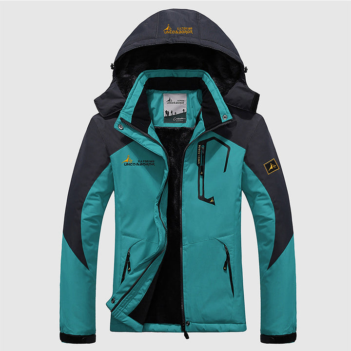 Herren dreilagige Thermo‑Trekkingjacke mit abnehmbarer Kapuze und hochflorigem Fleecefutter Drune