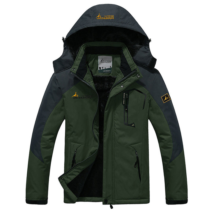 Herren dreilagige Thermo‑Trekkingjacke mit abnehmbarer Kapuze und hochflorigem Fleecefutter Drune
