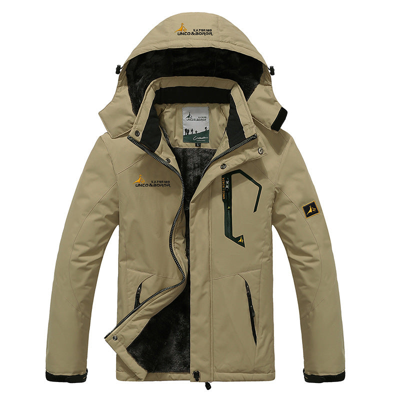 Herren dreilagige Thermo‑Trekkingjacke mit abnehmbarer Kapuze und hochflorigem Fleecefutter Drune