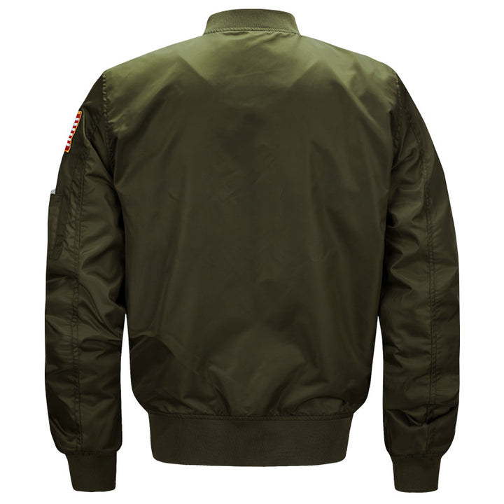 Herren  Flugstil gestickte Patch Bomberjacke mit Stifttasche am Ärmels Drune