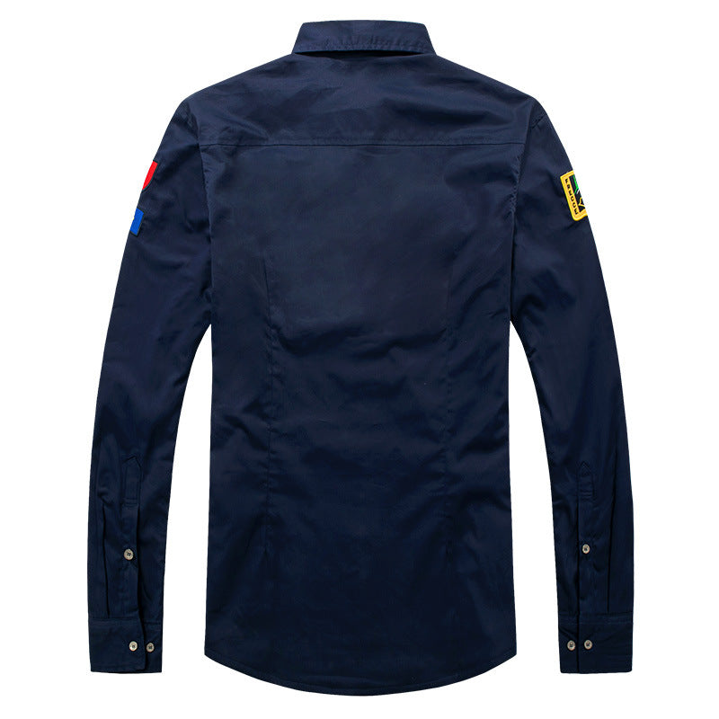 Herren  isolierte Military-Style Shirtjacke mit gestickten Patches und Kunstpelzfutter Drune