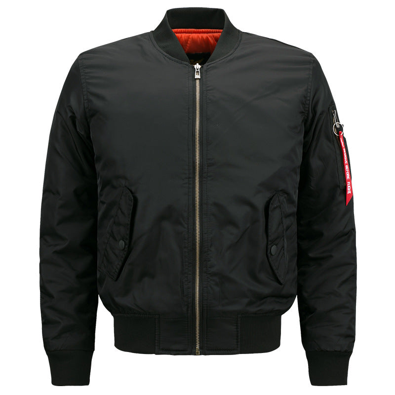 Männers  glänzende Mikro-Schalen Stehkragen Bomberjacke mit Ärmeltasche mit Reißverschluss und Druckknopfklappen Taschen Drune