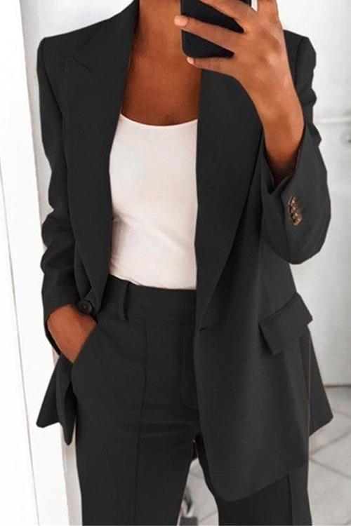 Drune | Rosiedress Ein-Knopf Einfarbiger Büro Blazer Jacke
