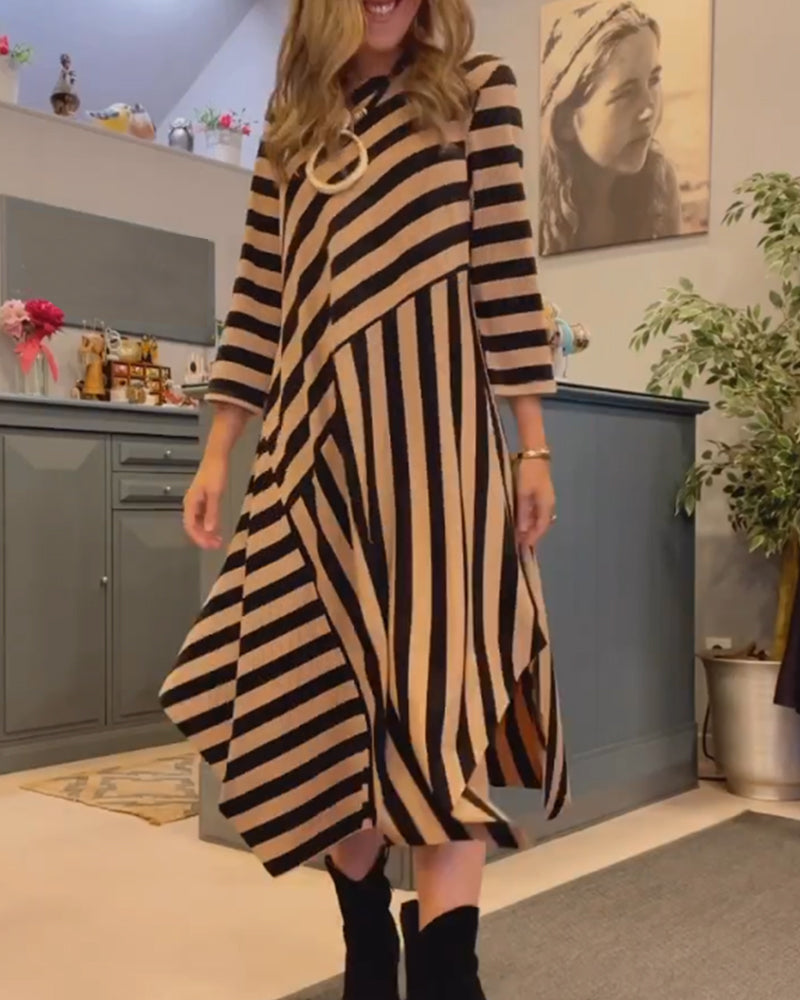 Drune | Gestreiftes Lockeres Freizeitkleid