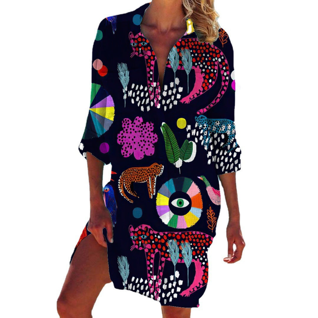 Drune | Bikini Jacke Shirt Badeanzug Strickjacke Damenbekleidung Druck Urlaub Strandshirt