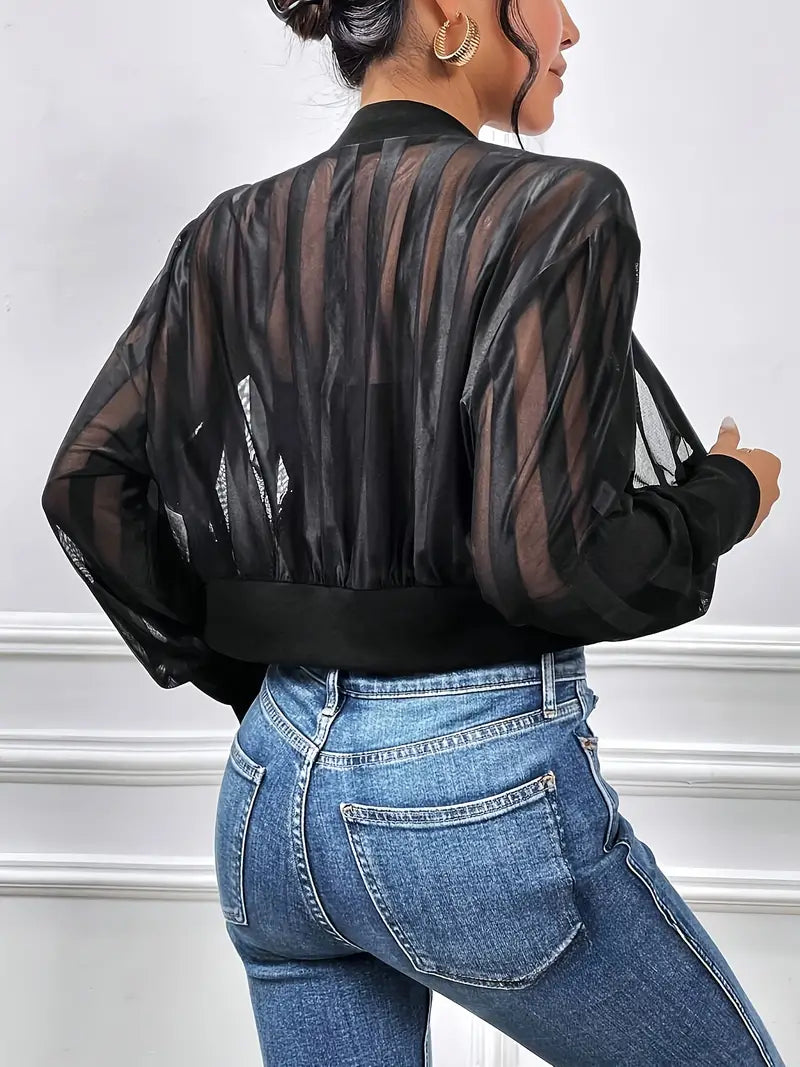 Drune | Jacke mit Streifenmuster und Mesh Reißverschluss