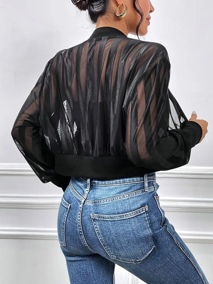 Drune | Jacke mit Streifenmuster und Mesh Reißverschluss