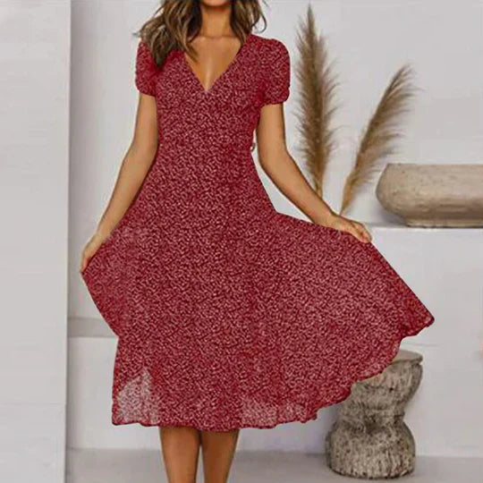 Drune | A-linien Kleid Mit V-ausschnitt & Schwingendem Saum