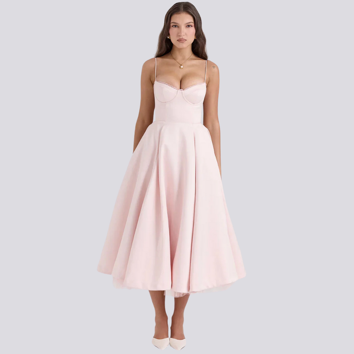 Drune | Midi-Kleid mit Blumenkorsett für Damen