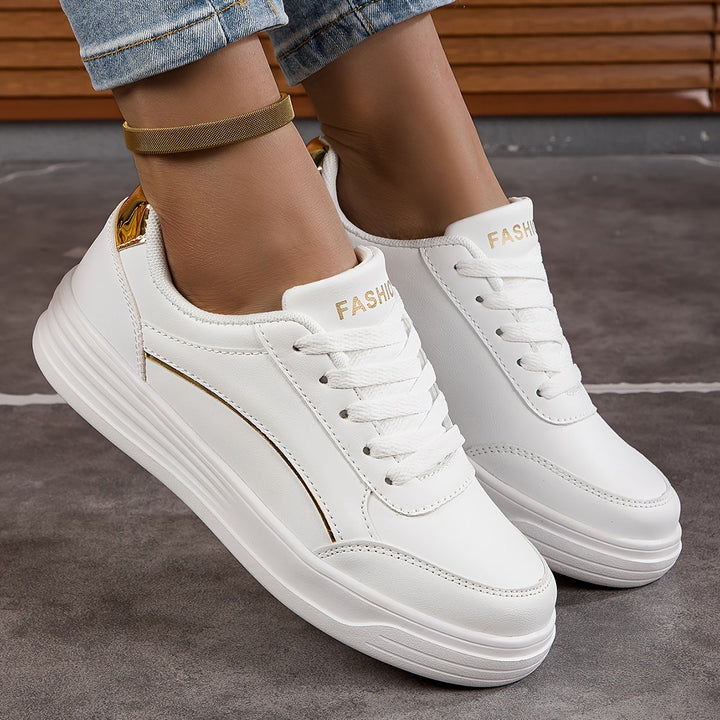 Drune | Damen Sneaker in Einfarbiger Ausführung Mit Schnürsenkeln Und Weicher Sohle