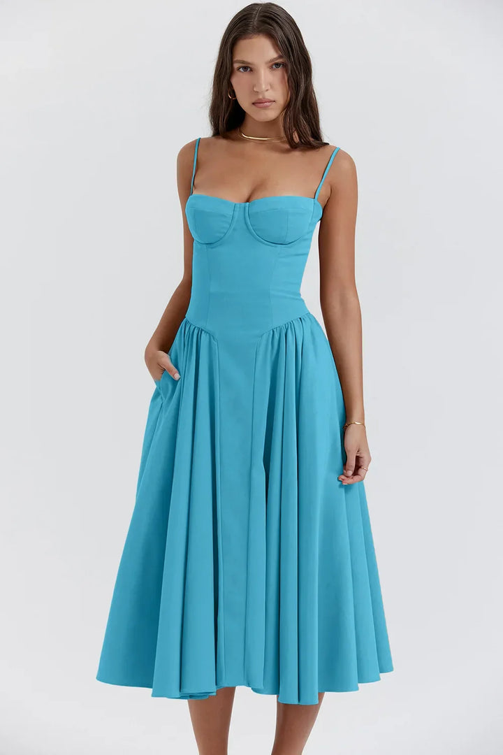 Drune | Ärmelloses Midikleid Mit Korsett Passform