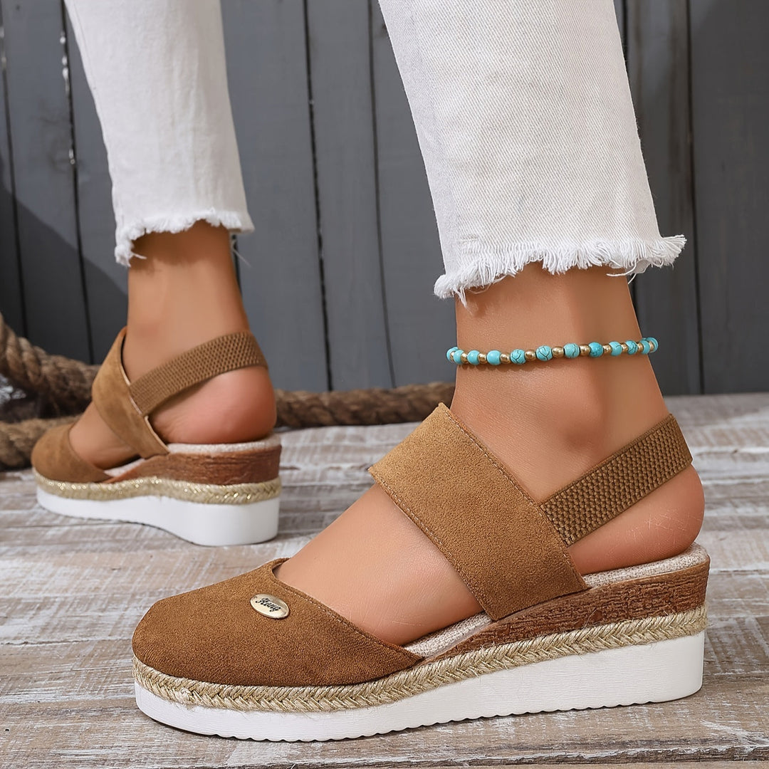 Drune | Damen Sandalen Auf Plattform: Rutschfest, Geschlossene Zehe, Elastischer Riemen