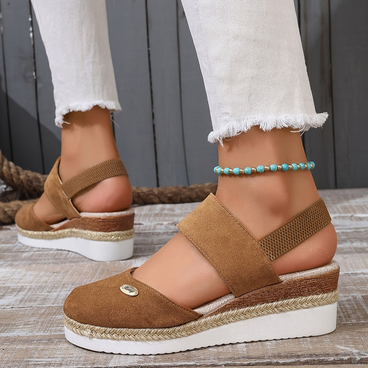 Drune | Damen Sandalen Auf Plattform: Rutschfest, Geschlossene Zehe, Elastischer Riemen