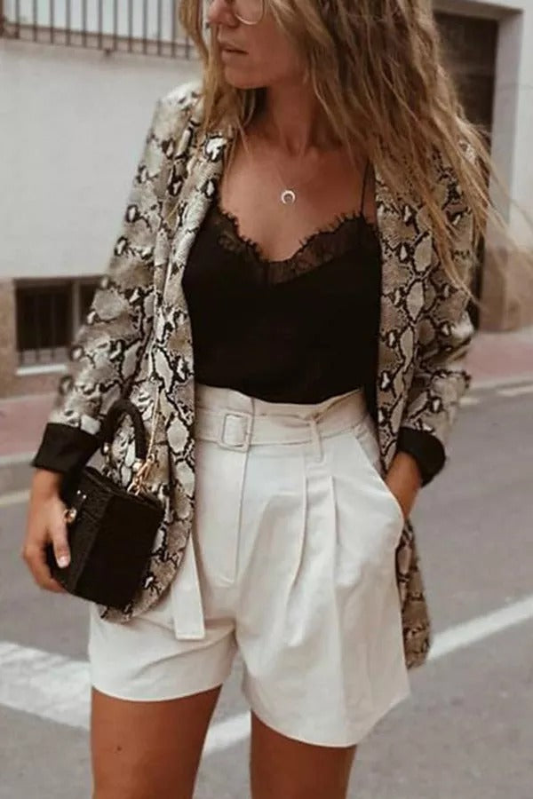 Drune | Charmer Schlangenmuster Revers Lose Blazer