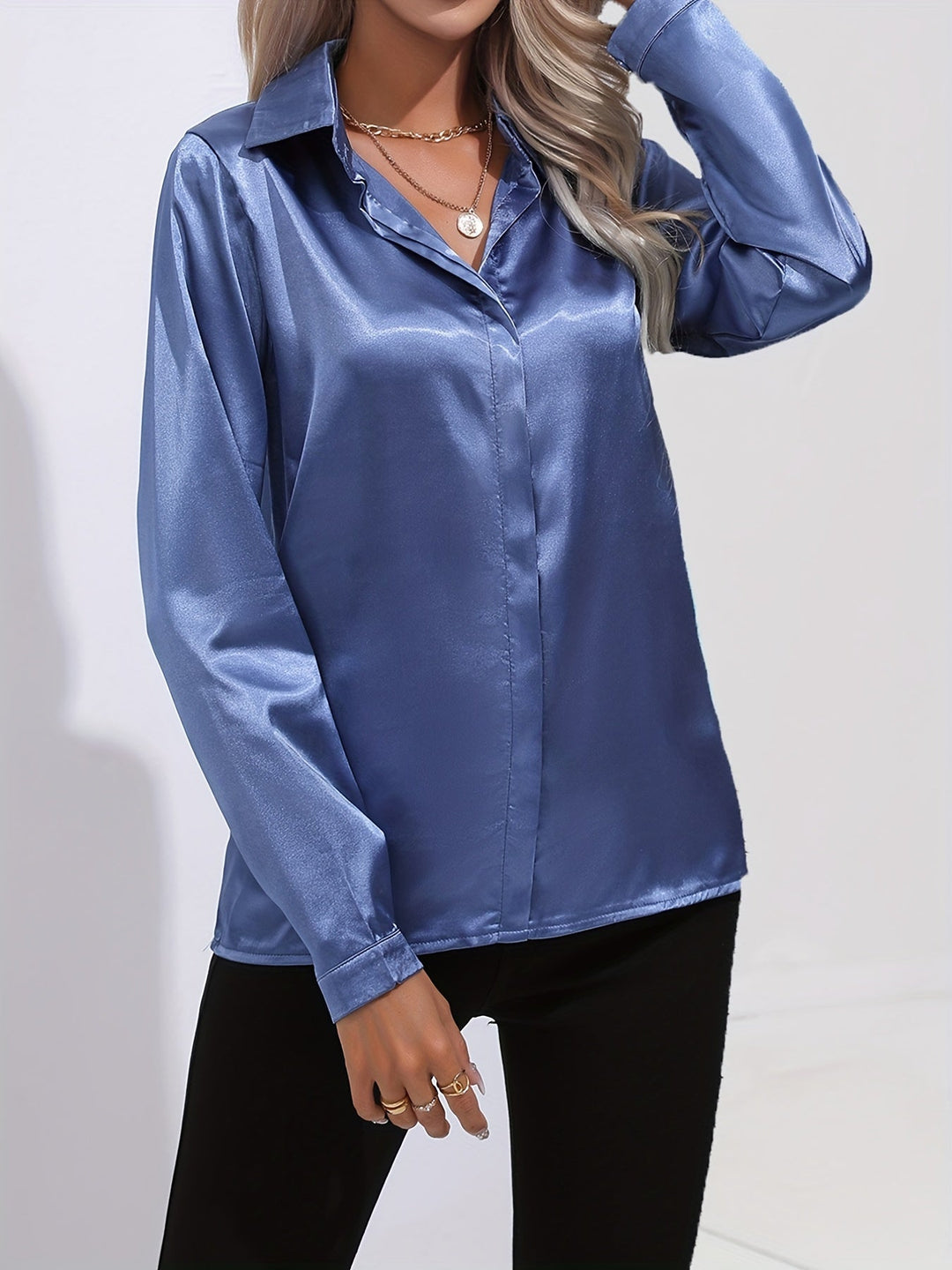 Drune | Schicke Herbst Elegante Satin Bluse für Frauen