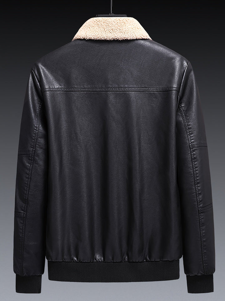 Drune |  Fleece PU Leder Winterjacke Für Herren - Perfekt für Outdoor-Aktivitäten