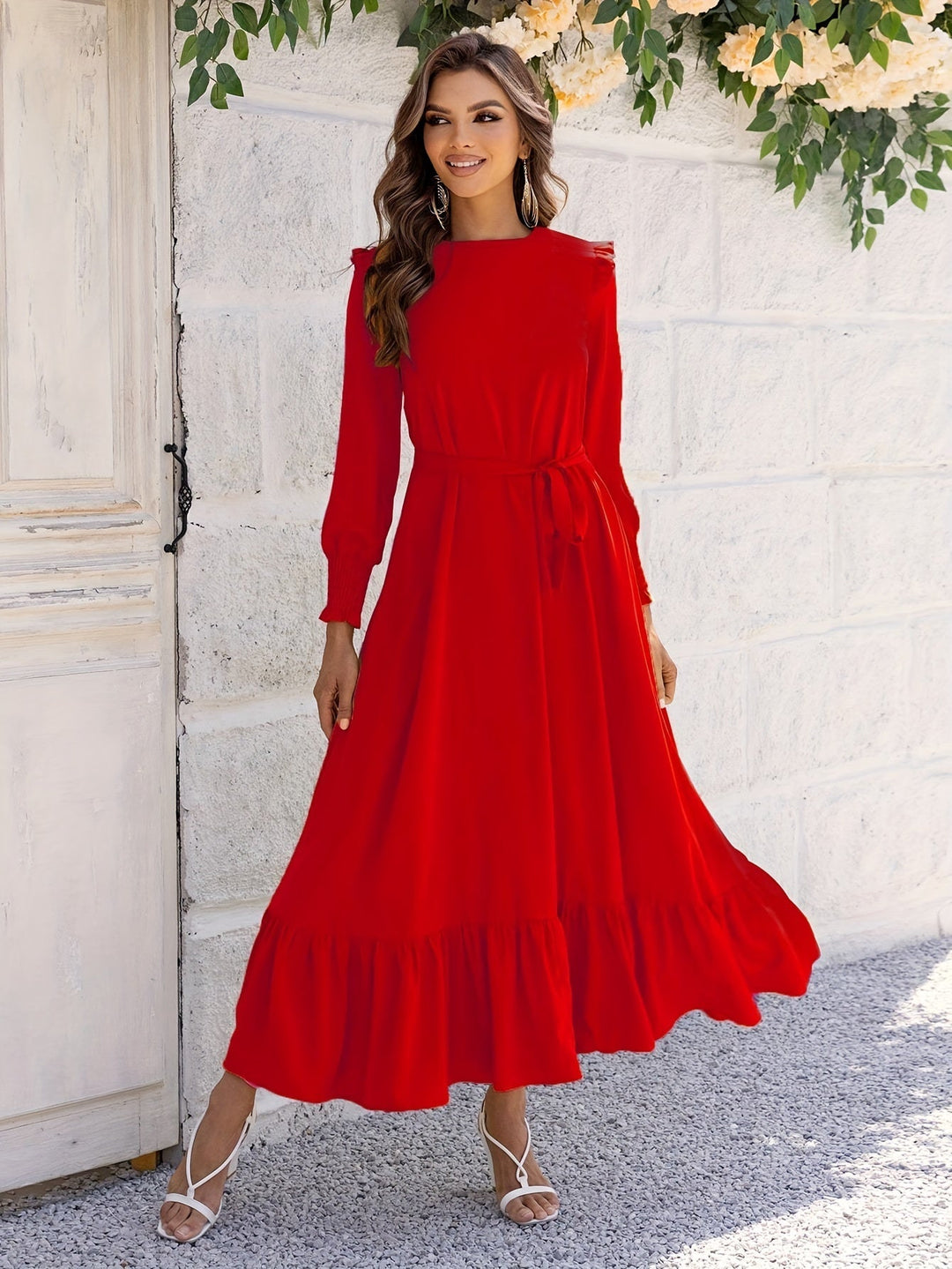 Maxikleid mit Bindegürtel - Leila