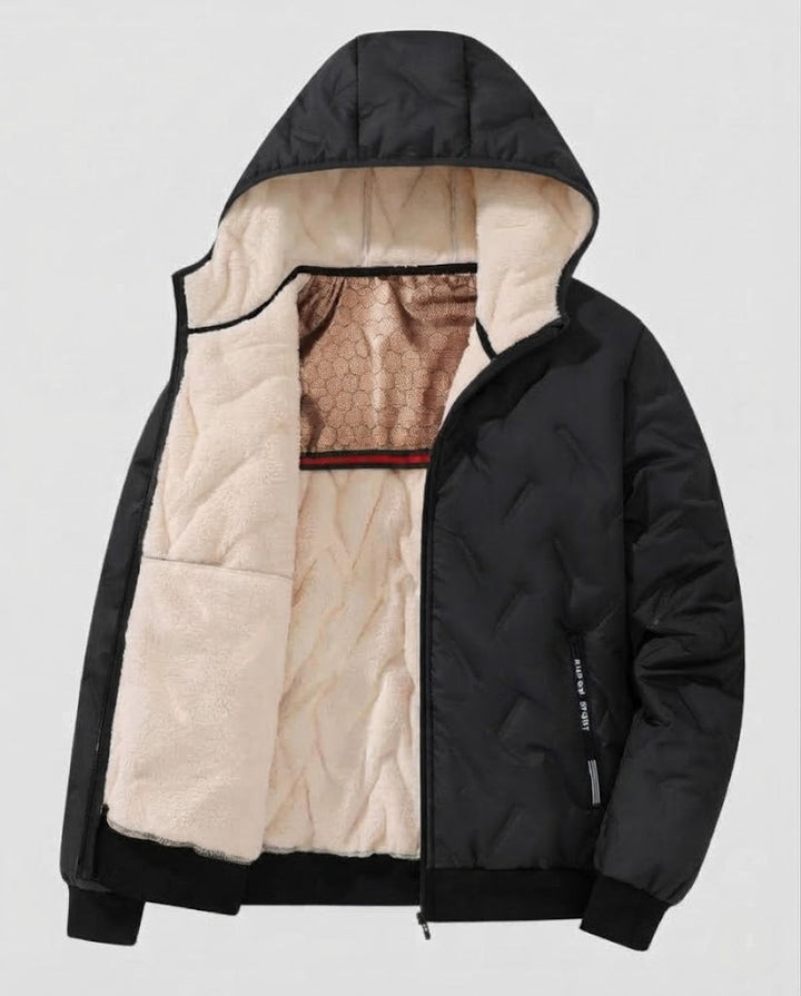 Herren Kapuzen‑Wattierte Thermo‑Bomberjacke mit Teddyfutter und winddichter Außenlage Drune