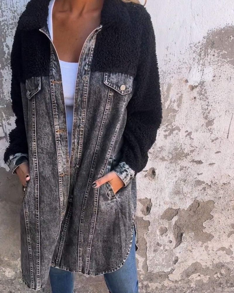 Drune | Revers Einreiher Denim Jacke