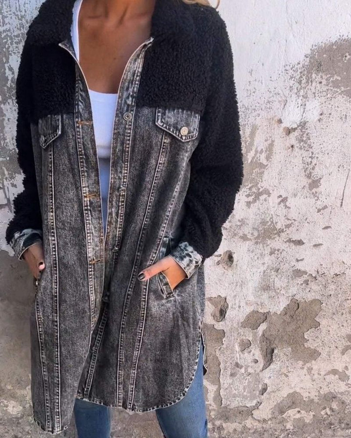 Drune | Revers Einreiher Denim Jacke