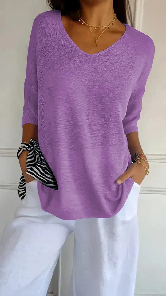 Drune | Bequemes Damen-Stricktop mit V-Ausschnitt