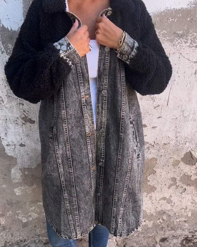 Drune | Revers Einreiher Denim Jacke