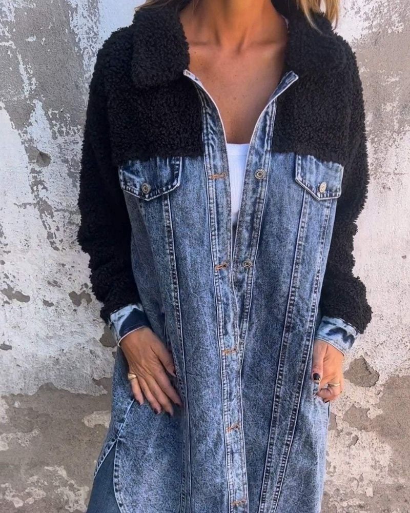 Drune | Revers Einreiher Denim Jacke