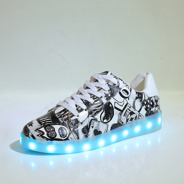 Damen LED Leuchten Sneakers mit buntem Grafikdesign Drune
