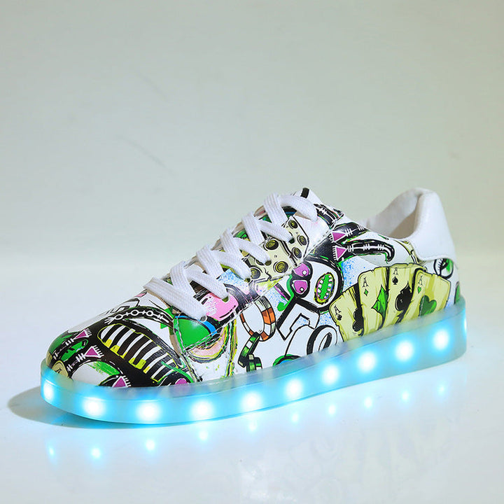 Damen LED Leuchten Sneakers mit buntem Grafikdesign Drune