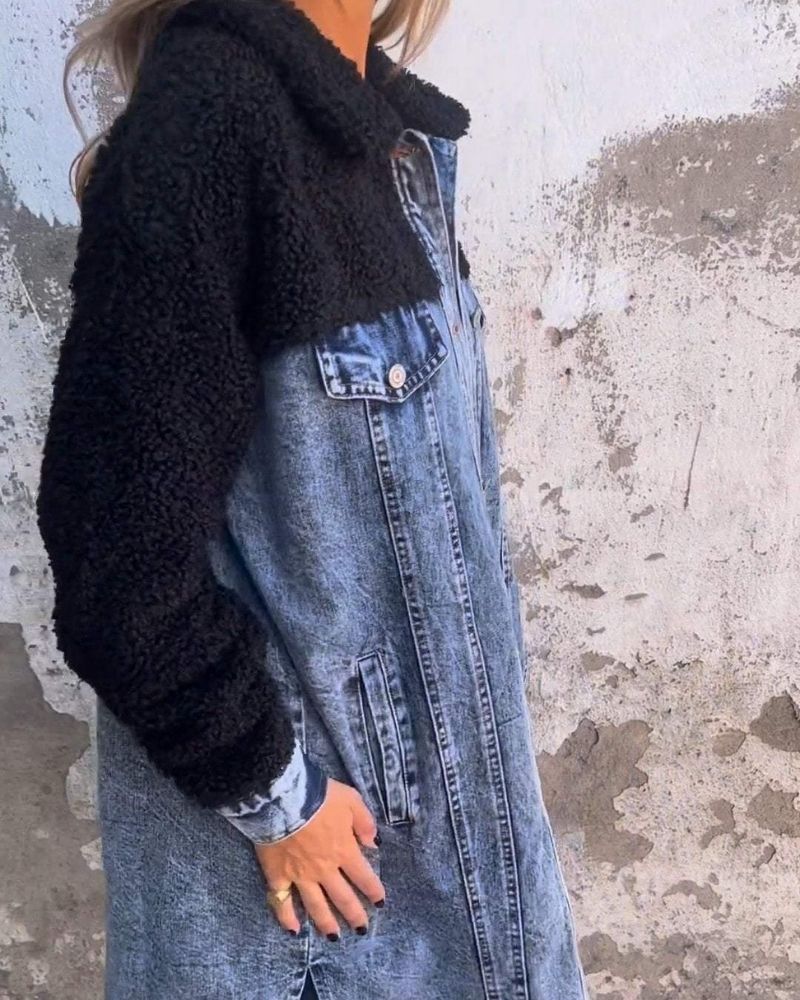 Drune | Revers Einreiher Denim Jacke