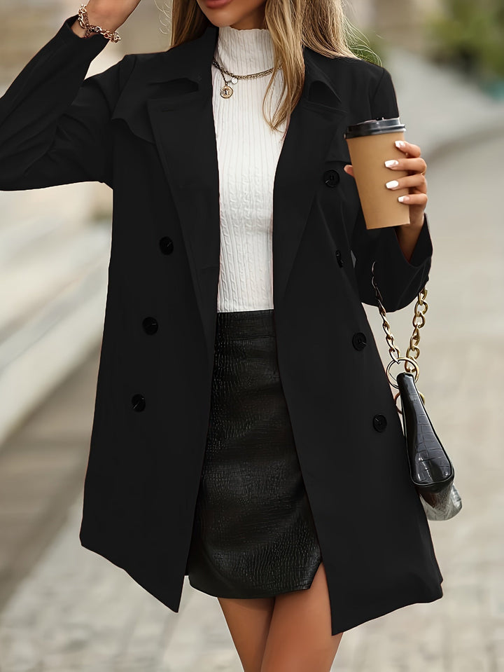 Drune | Damen Doppelreihiger Trenchcoat Mit Knopfdetails
