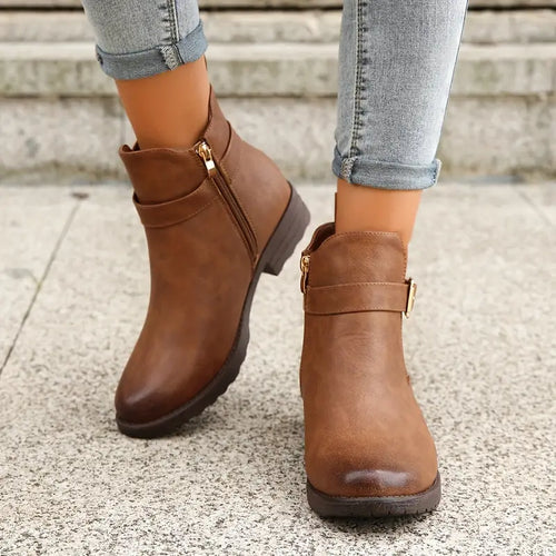 Drune | Lässige Rutschfeste Stiefelette mit Seitlichem Reißverschluss