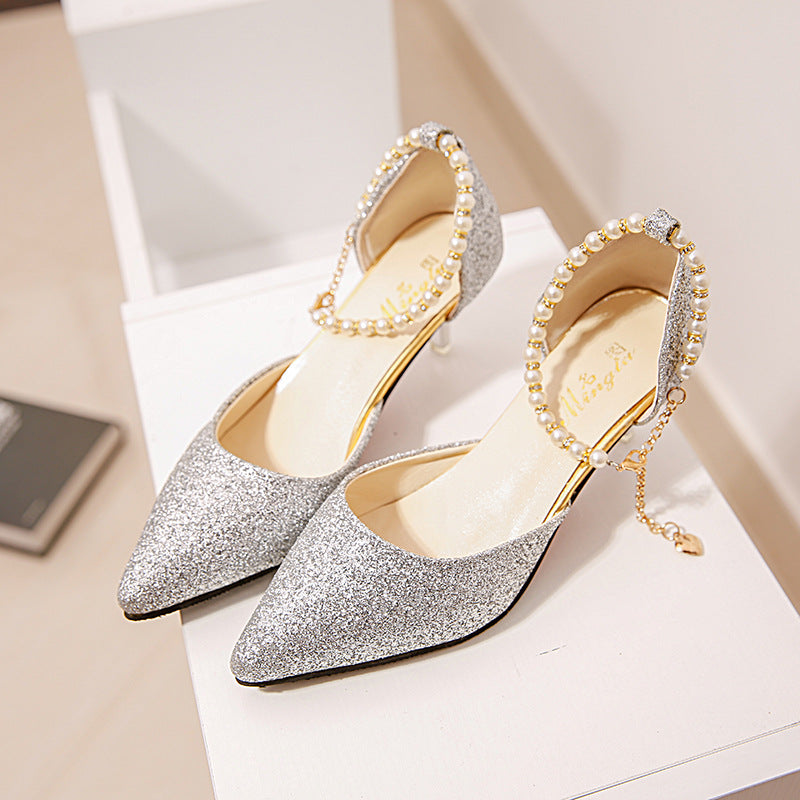 Damen Glitzernde High Heels mit eleganten Schmuckdetails Drune