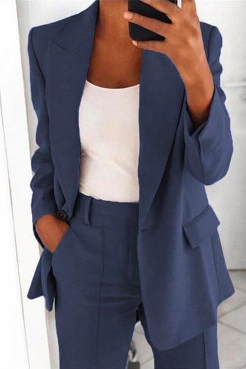 Drune | Rosiedress Ein-Knopf Einfarbiger Büro Blazer Jacke