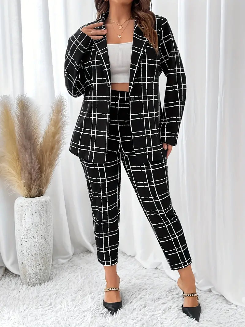 Drune | kariertes Blazer-Set Reversblazer & Kegelhose