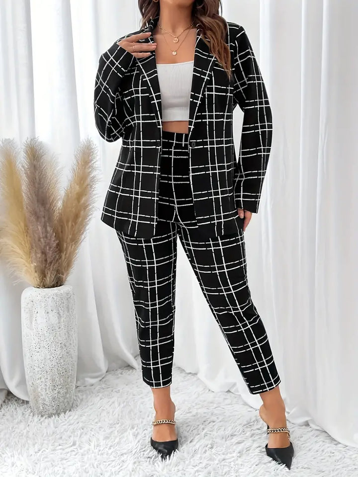 Drune | kariertes Blazer-Set Reversblazer & Kegelhose