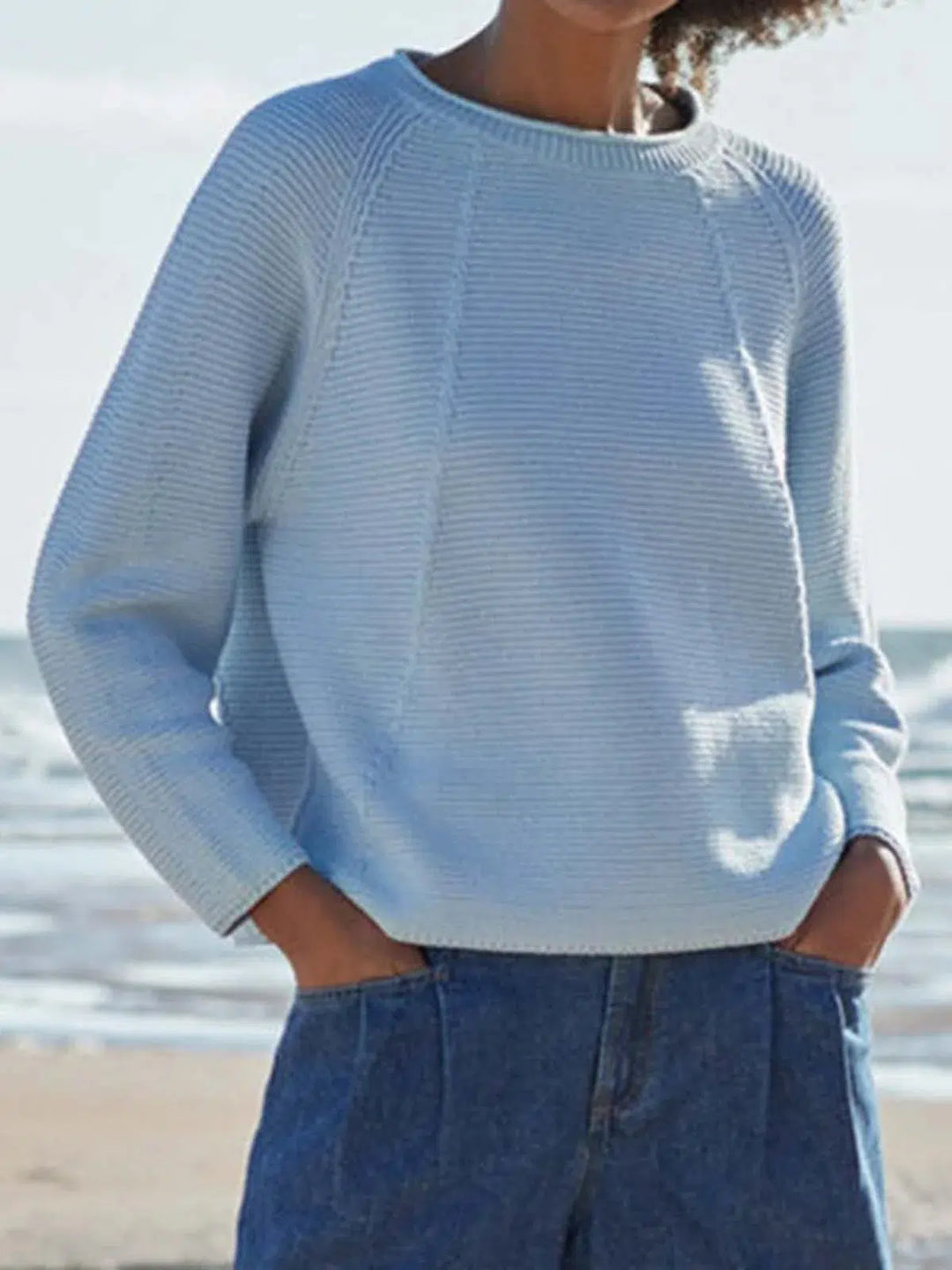 Drune | Frischer Blauer Rundhals Langarmpullover