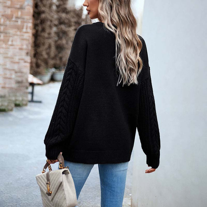 Drune | Einfarbiger Strickpullover mit Gerippten Bündchen