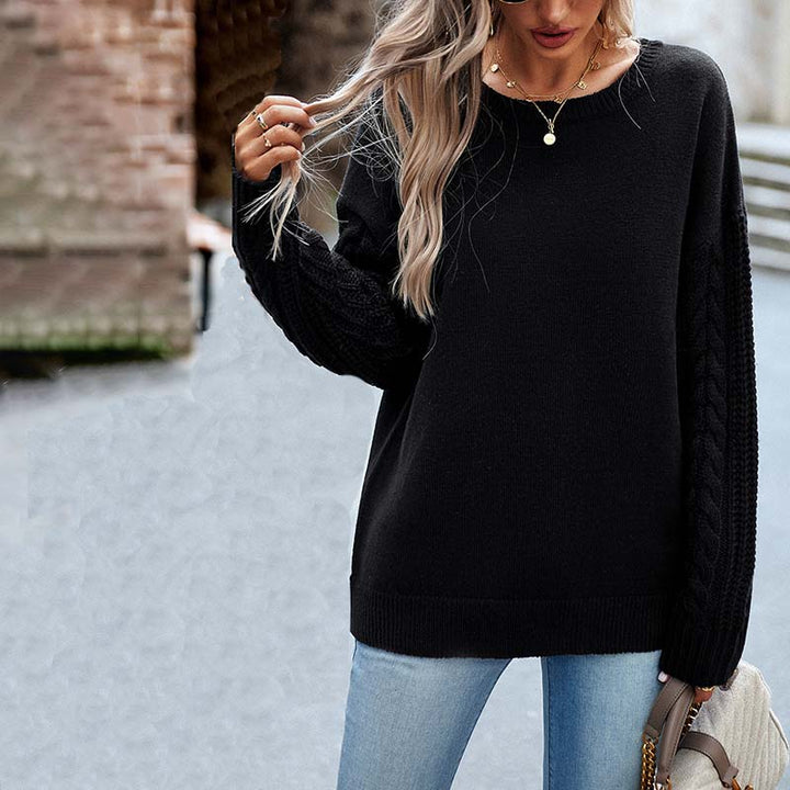 Drune | Einfarbiger Strickpullover mit Gerippten Bündchen
