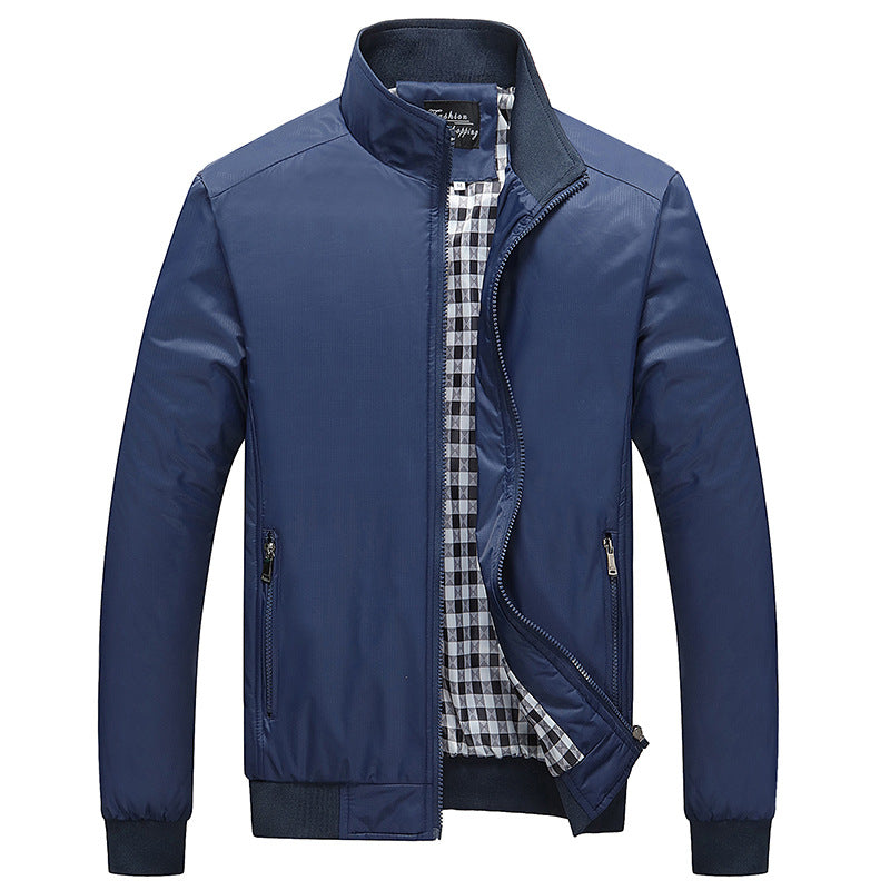 Herren Leichter Harrington-Blouson mit Stehkragen und kariertem Innenfutter Drune