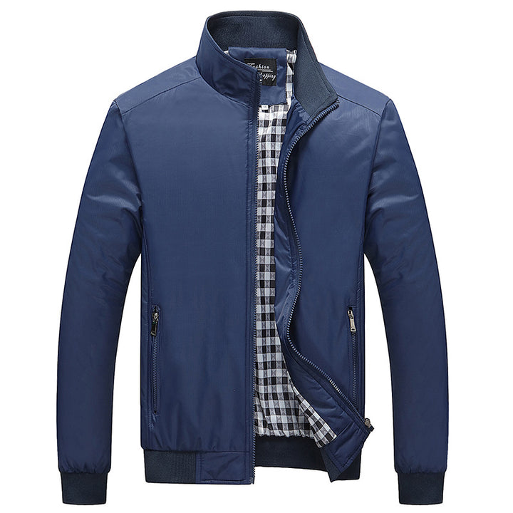 Herren Leichter Harrington-Blouson mit Stehkragen und kariertem Innenfutter Drune