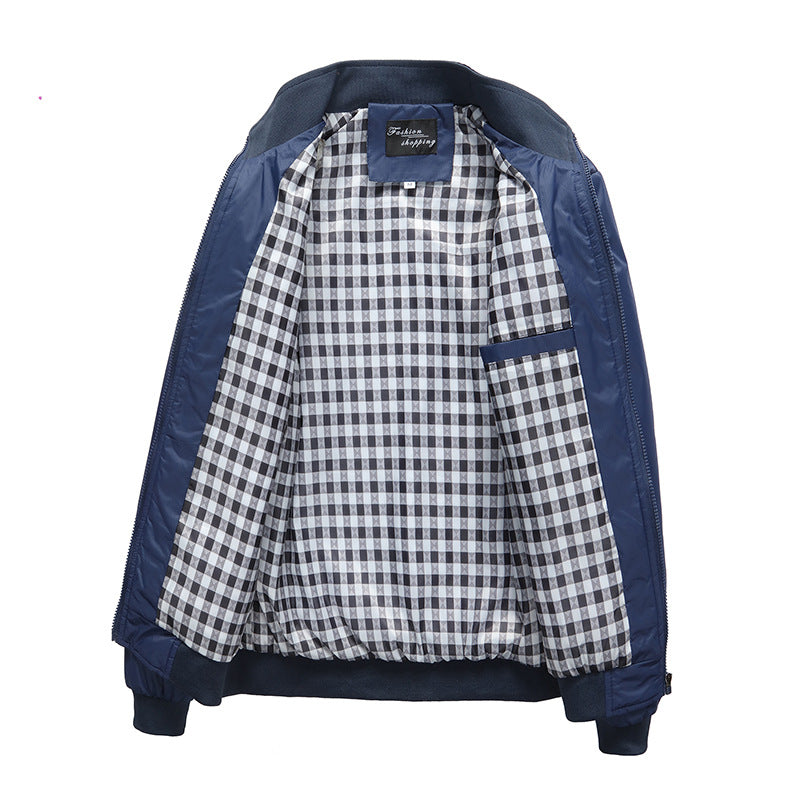 Herren Leichter Harrington-Blouson mit Stehkragen und kariertem Innenfutter Drune