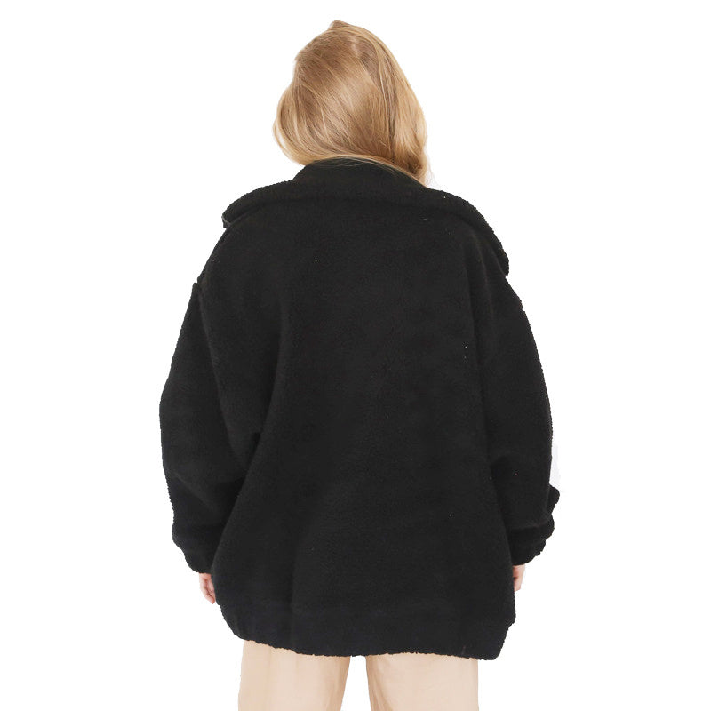 Drune | Damen Fleece Sweatshirt Mit Breitem Kragen