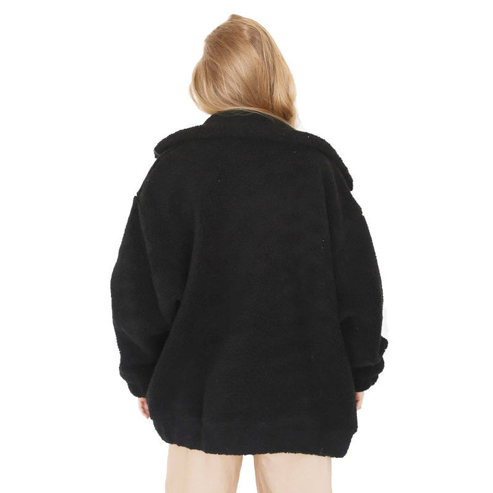 Drune | Damen Fleece Sweatshirt Mit Breitem Kragen
